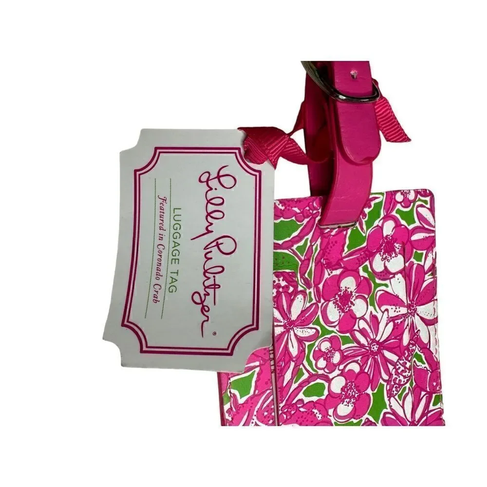 Lilly Pulitzer Green Pink ID Case Carded Purse Wristlet Wallet And Luggage Tag
